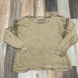 Pilcro olive Long Sleeve Ruffle Top